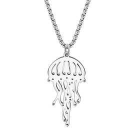RAIDIN Stainless Steel 18K Gold Plated Sea Life Jellyfish Jellyfish Necklace for Women Girls Cute Ocean Animal Pendant Summer Jewellery for Gifts, Stainless Steel, No Gemstone