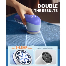 POPCHOSE Fabric Shaver, Lint Remover for Clothes, Electric Lint Shaver with 6-Leaf Blades, Sweater Shavers to Remove Pilling for Clothing, Couch, Furniture, Fuzz, Lint Ball, Bobbles, Bluish-Purple