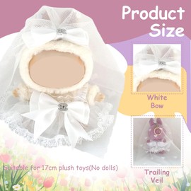 EOYVAIL Clothing & Accessory Sets for Dolls, 2-Piece White Tulle Baby Doll Dress with Veil and Wedding Dress, Suitable for 17 cm LaBu Doll, DIY Children's Gift
