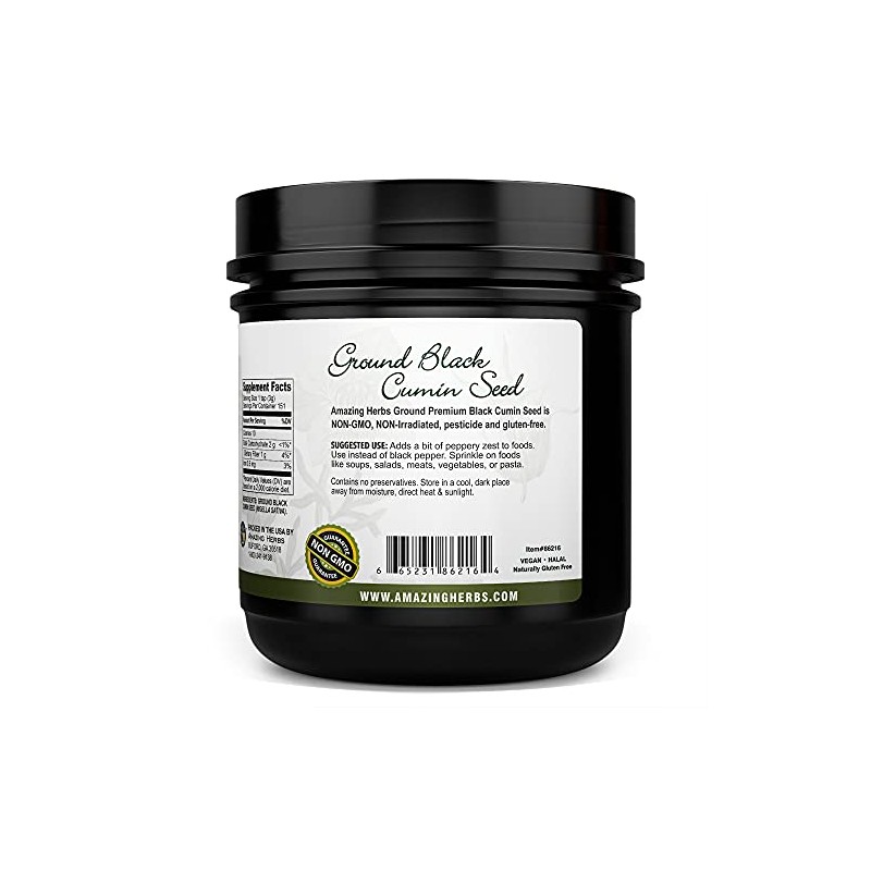 Amazing Herbs Premium Ground Black Cumin Seeds - Finely Ground