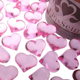 EinsSein® Decorative Stones Sparkling Hearts 22 mm Pink Decoration Confetti Table Decoration Wedding Diamonds Glass Large Birthday Pack of 100