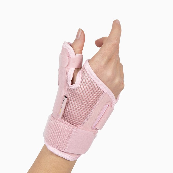 BraceUP Thumb Brace Left and Right - Thumb Splint, Thumb Orthosis, CCD Joint for Men and Women (Pink)