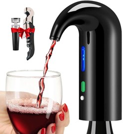 Electric Wine Aerator Dispenser Opener - Portable Accessory - Red & White Wines, Touch Activated Aeration For Wine and Spirit - Beginner and Enthusiast - Spout Pourer - Wine Gifts (BLACK)