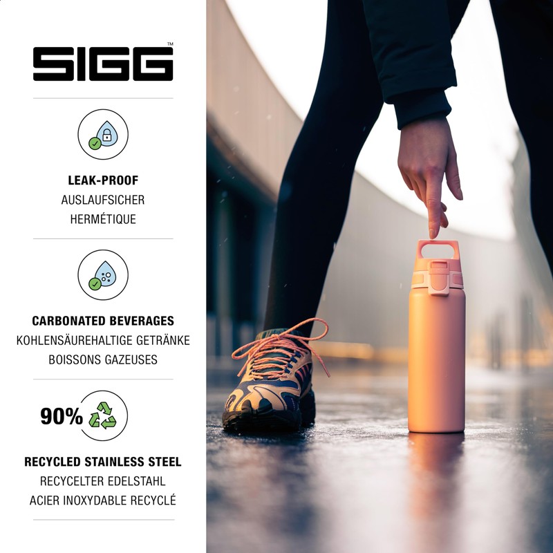 SIGG Stainless Steel Drinking Bottle, Shield ONE, Suitable for Carbonated