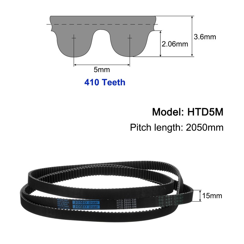 sourcing map HTD-5M Rubber Timing Belt 410 Teeth, 2050mm Pitch