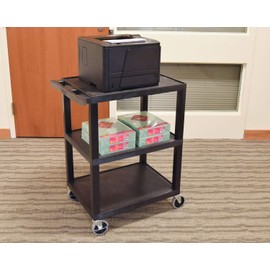 LUXOR STC222-B 3-Shelf Utility Cart, Black