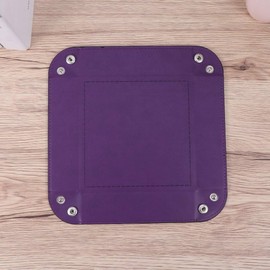 Avecell Valet Tray Desktop Storage Organizer, PU Leather Watch Box Wallet Coin Change Key Catchall Tray (Purple)