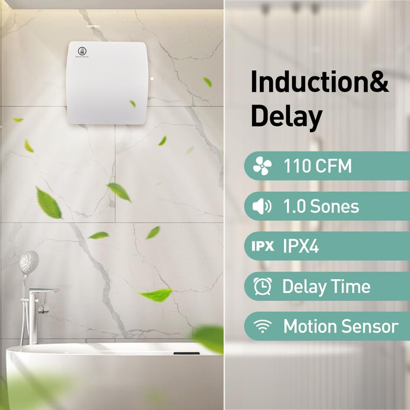 Hehou 5.9 Inch Bathroom Exhaust Automatic Fan Low Noise Window