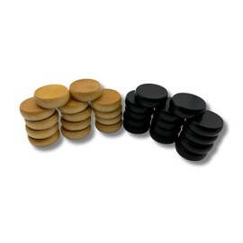 Black + Natural Elite 28 Count Crokinole Discs + Scoring Peg
