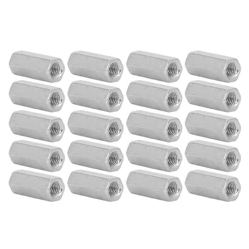20 Pcs Hex Coupling Nut M6x1 L25mm Stainless Steel Threaded