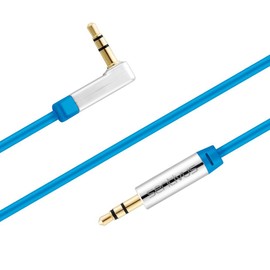 Sentivus 5 m Aux Cable, Audio Jack Cable, 3.5 mm, 90 Degree Angled, Perfect Fit for iPhones, iPads, Smartphones, Tablet and Other Stereo Devices, Blue