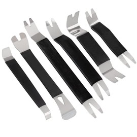 DODODIY Stainless Steel Trim Removal Tools 6PCS Trim Removal Tool Set, Universal Car Body Kit for Car Clips Removal, Dashboard Removal and Car Door Panel Trim Removal (Black)