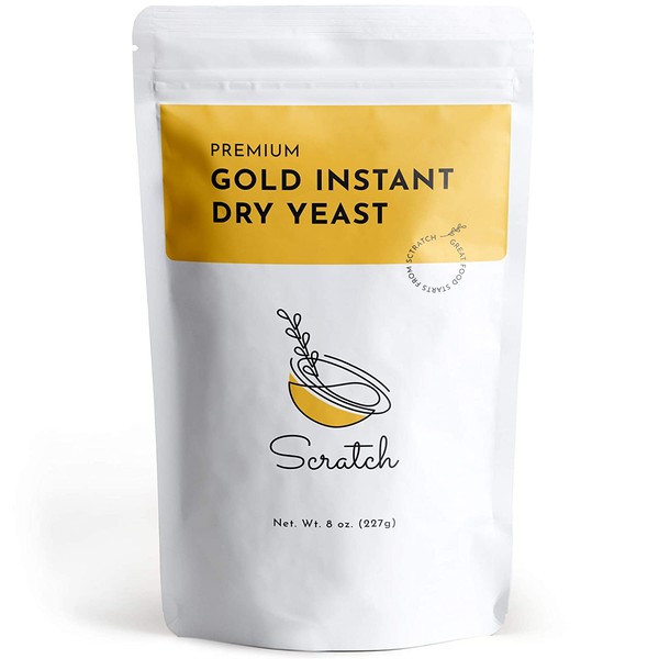 Scratch Gold Instant Dry Yeast - Rapid-rise Instant Yeast for Bread, Bread Machines, Fast Acting Yeast for Baking (Gold, 8oz)