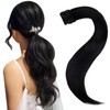 Easyouth Real Hair Braid Black Ponytail Hair Extensions Braid Extensions