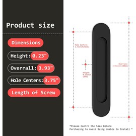 4 Pack Sliding Door Handle 3.93" Self-Stick Oval Sliding Door Pulls, Matte Black Stainless Steel Cabinet Drawer Knob for Kitchen Cupboard Wardrobe Dresser Barn Door Closet