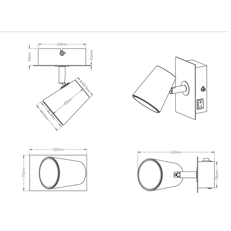 Trio Leuchten Narcos 873170131 LED Wall Spotlight 1 x 4