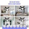 6-Blade Black Modern Socket Ceiling Fan with LED Light, 3-Speed