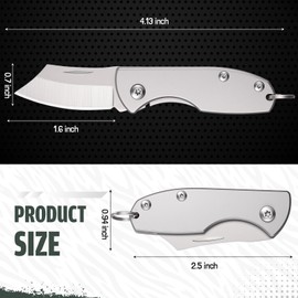 Lothee 3 Pcs EDC Folding Knives - Stainless Steel, 2.48" Folded Size, Sharp Portable Tool Knife for Camping Hiking Survival, Practical Gear for Men Women (Silver)