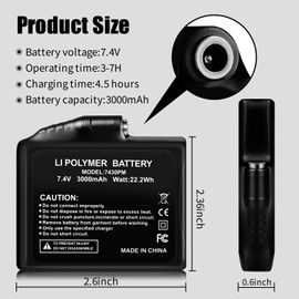 Rechargeable 7.4V 3000mAh Lithium Polymer Batteries for Battery Heated Gloves 2pcs Li-Polymer Batteries for Heated Socks Hats Support Female DC Jack, Temperature, Short Circuit & Overcharge Protection