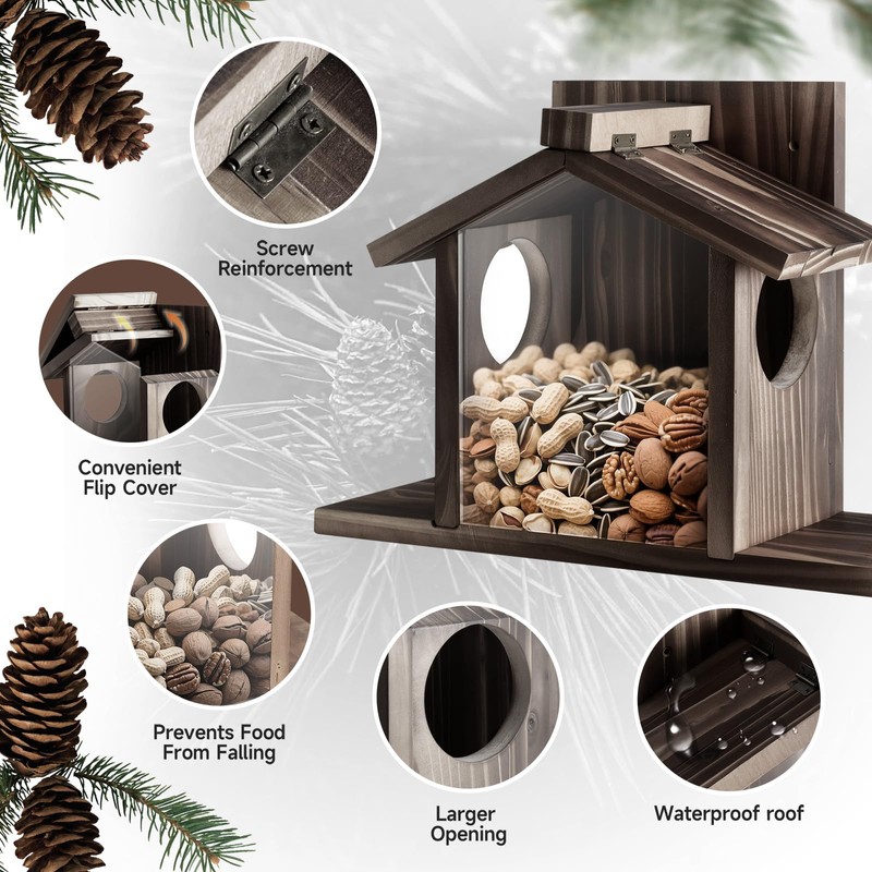 Gnodary Squirrel Feeders for Outside, Durable Squirrel House for Outdoor