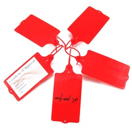 100 Plastic Shipping Tags Water Proof Labeling Writable Shipping Labels Water Proof Marker Ties Hanging Tagger Storage Lable Tags with One Marker Pen(Red)