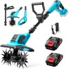 Cordless Tiller Cultivator, 360RPM Electric Garden Tiller for Gardening, 9