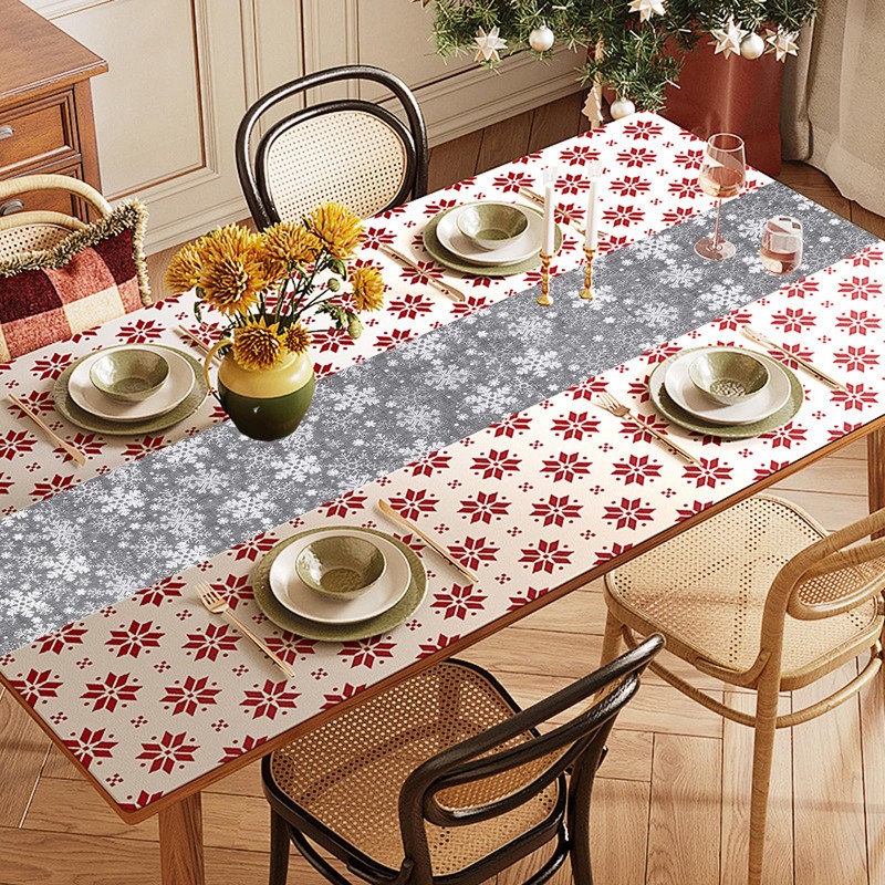Silver Snowflake Table Runner, 27*275cm/11*108inch Glitter Xmas Long Table Runner
