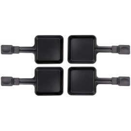 4 x Raclette Pans 23178 10 x 10 cm, Extra Long Handle, Universal for Raclettes (see text for dimensions)