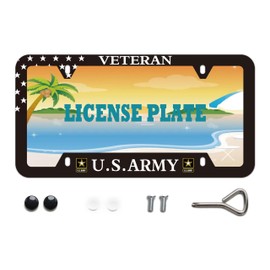 BOARLIDA Veteran Us Army License Plate Frame Us Navy Stainless Steel Car License Plate Cover for Men Women Fans 12 X 6 Inch