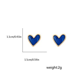 Dainty Blue Heart Small Stud Earrings for Women Cute Sterling Silver Post Gold Plated Hearted Shaped Hypoallergenic Tiny Studs Fashion Y2K Jewelry