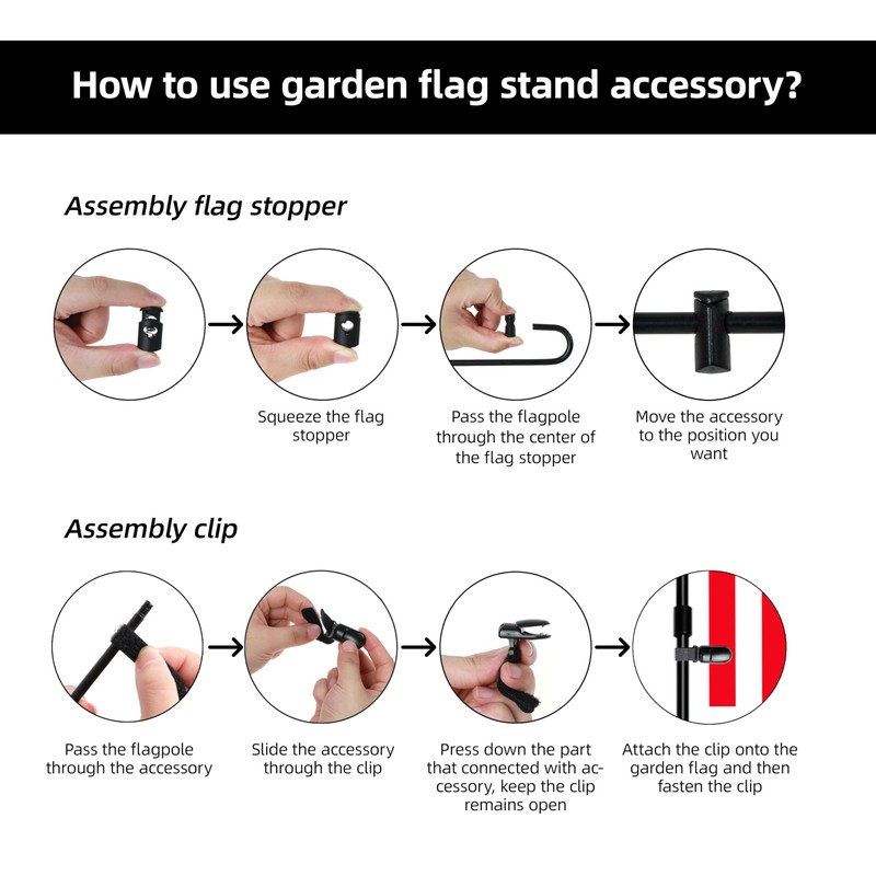 HOOSUN 20 Pack Garden Flag Clips And Stoppers,Tiger Clips Spring