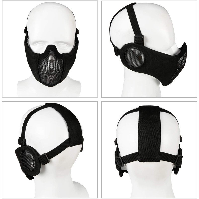 AOUTACC Airsoft Protective Gear Set, Half Face Mesh Masks with