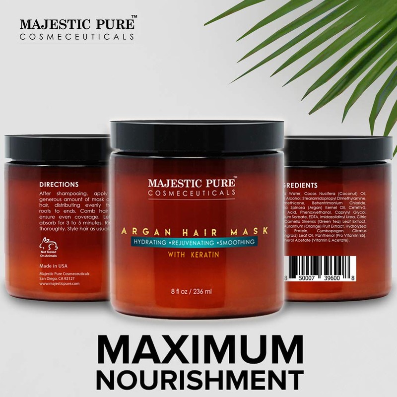 MAJESTIC PURE Argan Hair Mask with Keratin - Rejuvenating, Hydrating,