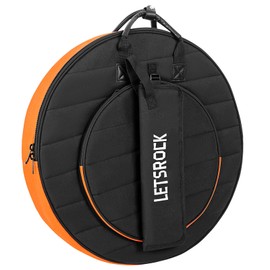 LETSROCK Cymbal Bag with Drumstick Bag,Cymbal Backpack Holds 6 Drum Sticks, Fits 24" Ride, Hideable Straps & Waterproof Case