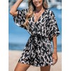 CUPSHE Women Jumpsuit V Neck Lace Up Romper Leopard Print