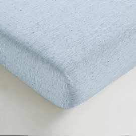 Sijo Stone Washed Organic French Linen Bed Sheet Set, GOTS Certified Organic, Best Cooling Linen Sheet Award by Sleep Foundation, 3 Piece - 2 Pillowcases and 1 Fitted Sheet (Pinstripe, Full)