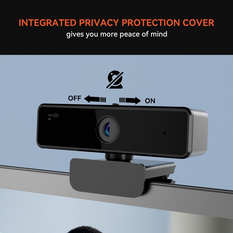 Nuroum V11 2K Webcam for PC, with Noise-Cancelling Microphone &