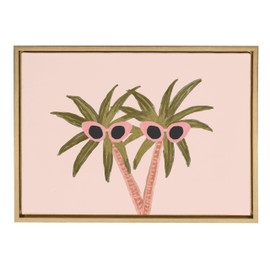 DesignOvation Sylvie Palm Trees and Sun Framed Canvas by Kendra Dandy, 18x24, Gold