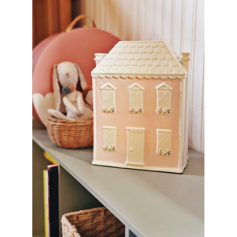 Child to Cherish Ceramic Bank for Girls, Pink Dollhouse