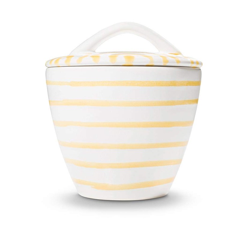 Gmundner Keramik Manufaktur 0101DZGO09 Gelbgeflammt Gourmet Sugar Bowl Diameter 9