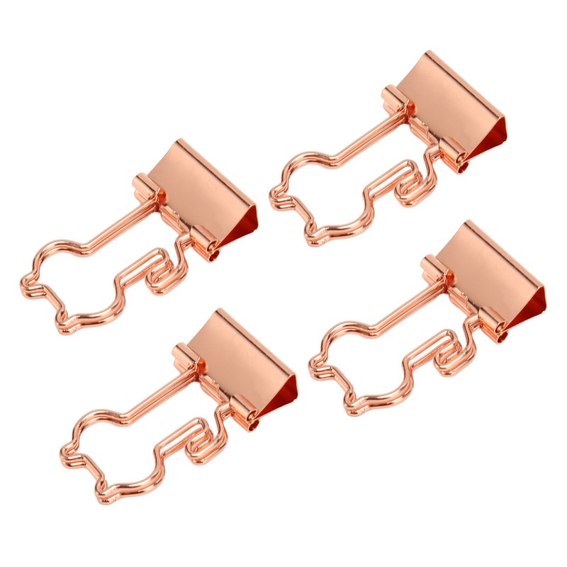 100 Pcs Binder Clips Metal Hollow Cat Shape Rose Gold