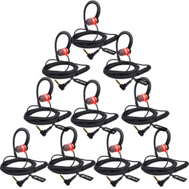 HYS Light Ear Hook - 3.5 mm Jack - Left or Right Ear - Headset for Radios Handheld Microphone, Pack of 10 (REDC-10)