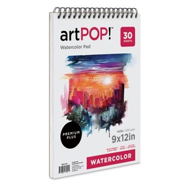 artPOP! Watercolor Pad, 9" x 12", 30 Sheets, Spiral Bound, Acid-Free Paper, 140lb (300gsm), Perfect for Most Wet & Dry Media, Ideal for Beginners, Students, Artists
