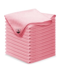 Texonix Mikrofasertücher 12er Set – Fusselfrei, Streifenfrei, Extrem Saugstark – Für Auto, Haushalt & Küche – Wiederverwendbar & Waschbar Reinigungstücher (Rosa)
