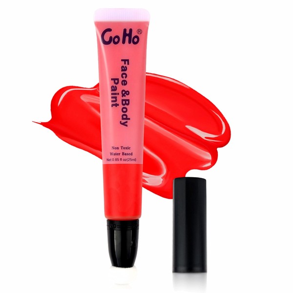 Go Ho Red Face Paint Cream Water Based Washable Foundation(0.85oz),Red