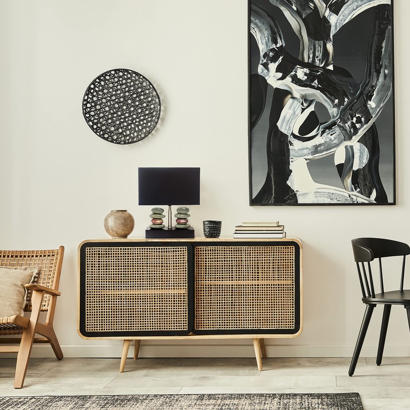 Elegant Designs LT1036-BLK Rectangular Dual Stacked Stone Ceramic Table Lamp,