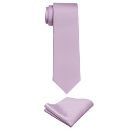 trilece Silk Lilac Tie and Pocket Square Business Wedding Formal Necktie for Men