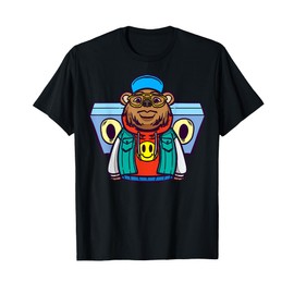 Cute Cartoon Bear Character With Headphones For Kids T-Shirt