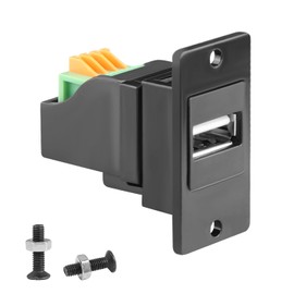 QIANRENON USB2.0 Rectangular Panel Mount Crimp Terminal Solderless Adaptor USB2.0 Female to 4Pin Quick Connect Terminal Fixed Mount Socket, for 480Mbps Data Transfer 5V2A Charging