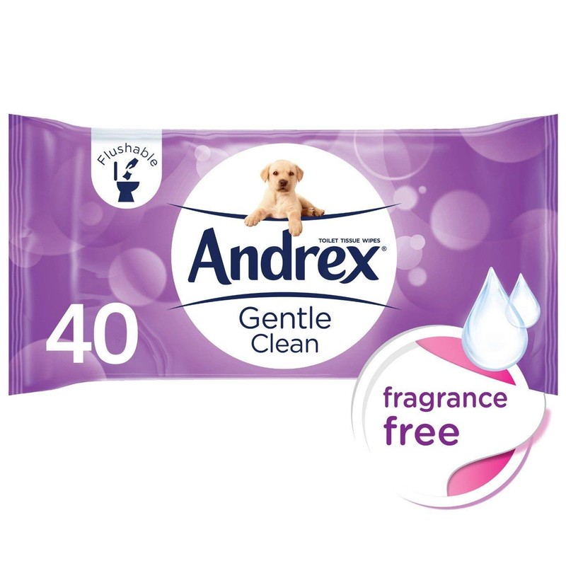 Andrex Gentle Clean Flushable Washlets, Fragrance Free, 4 Packs